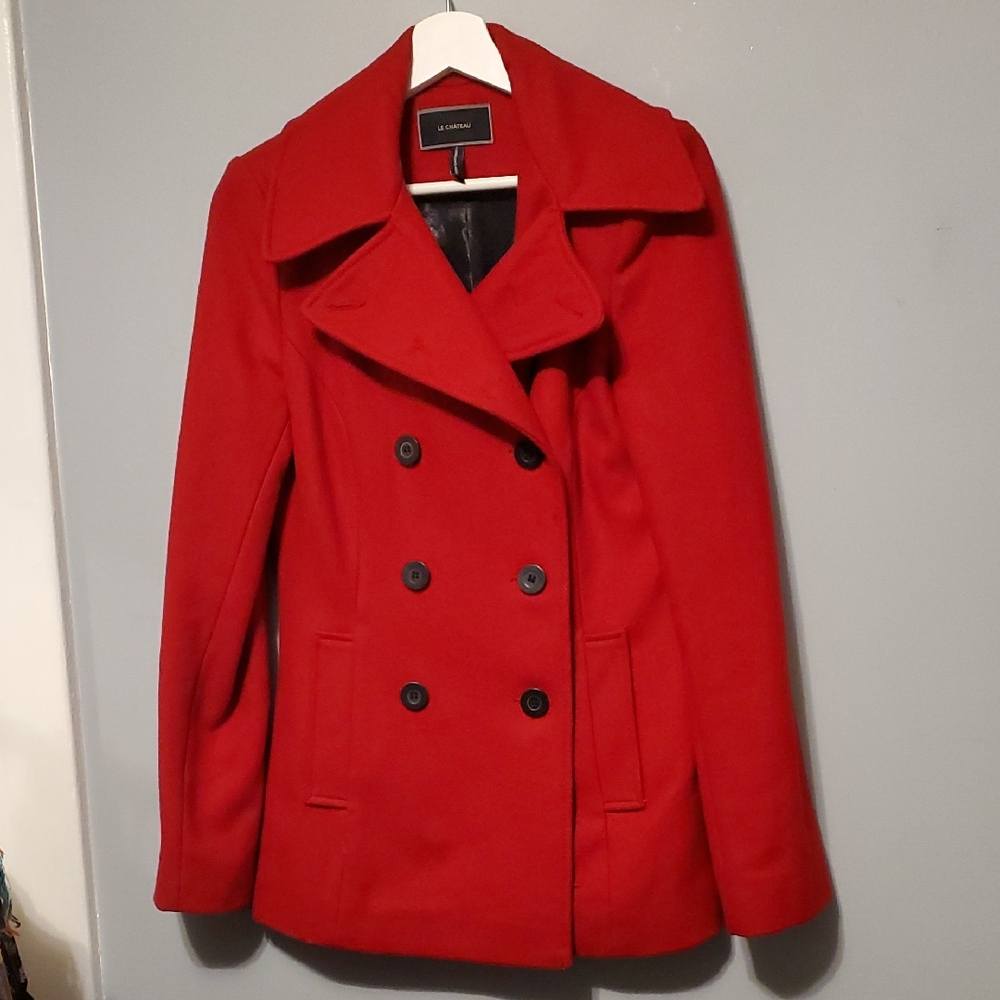 le chateau Women's Red Peacoat